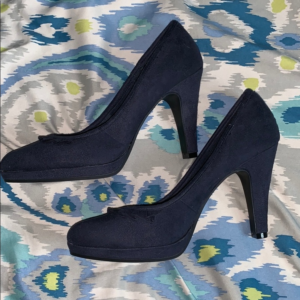 Navy Blue Fioni Suede High Heels